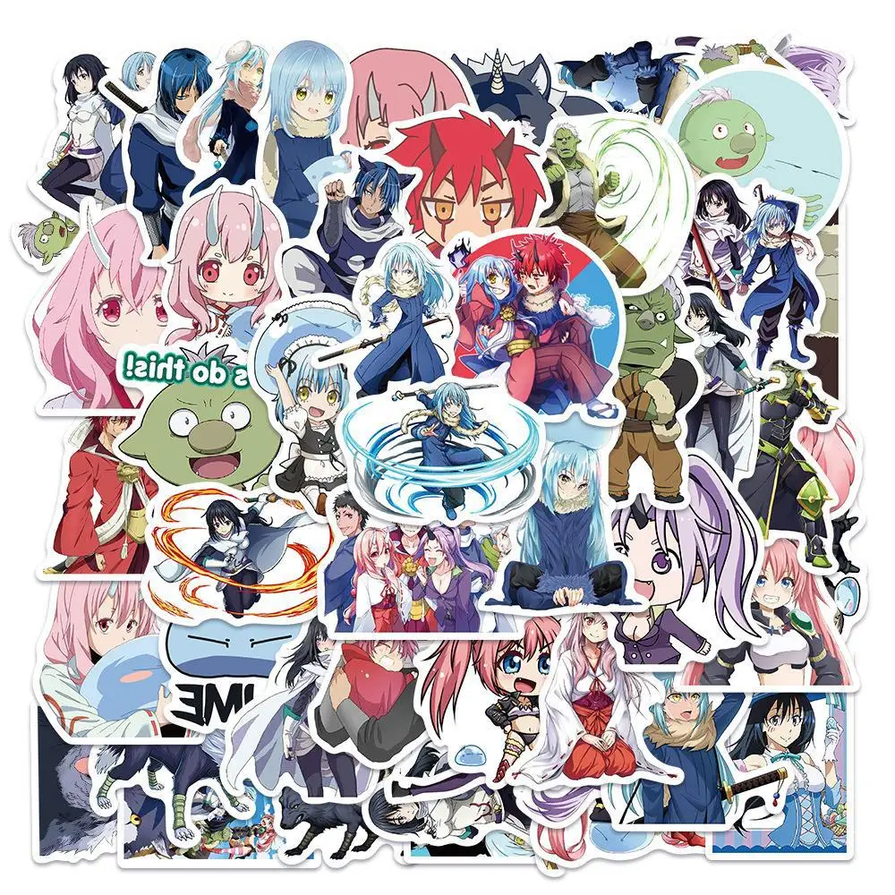 Anime 50pcs When I was reincarnated .it was slime Rimuru Tempest benimaru Cartoon suitcase hand account sticker stickers