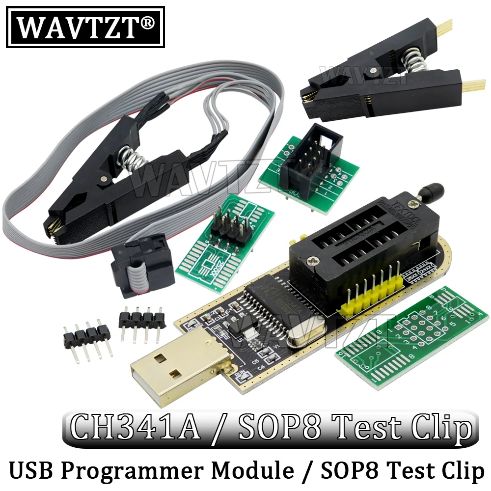 WAVTZT SOIC8 SOP8 SOP16 Test Clip For EEPROM 93CXX / 25CXX / 24CXX + CH341A 24 25 Series EEPROM Flash BIOS USB Programmer Module