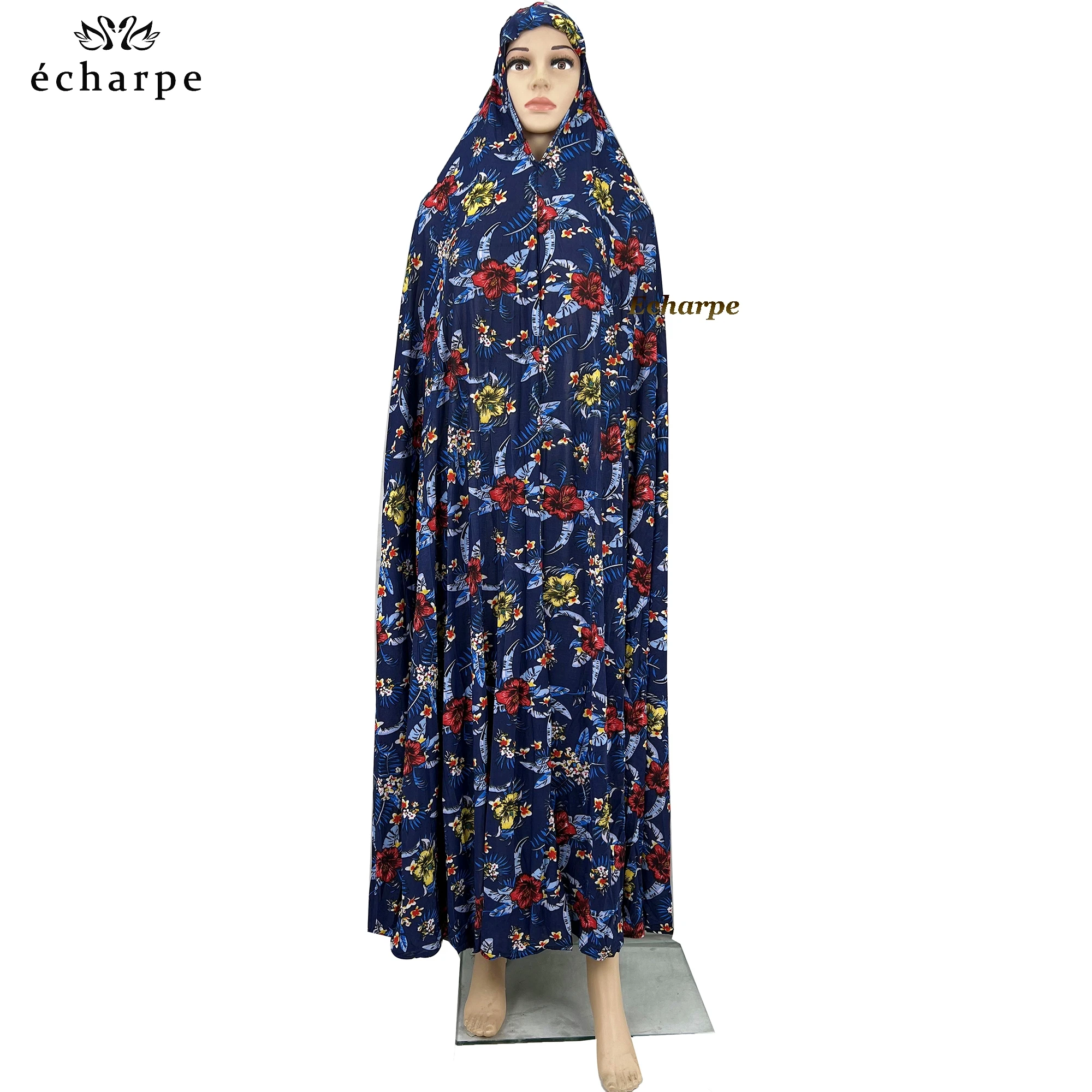 Sleeveless Pullover Dress 1 Piece Set Women Prayer Garment Dubai Abaya Arab Jibab Flowers Djellaba Femmel Khimar Caftan Clothes