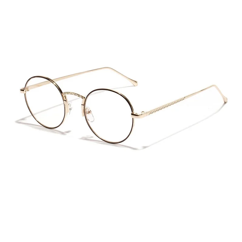 LONSY Retro Round Glasses Frame Women Luxury Brand Anti Blue Light Spectacles Computer Eyewear Ladies Myopia Optical Clear Lens