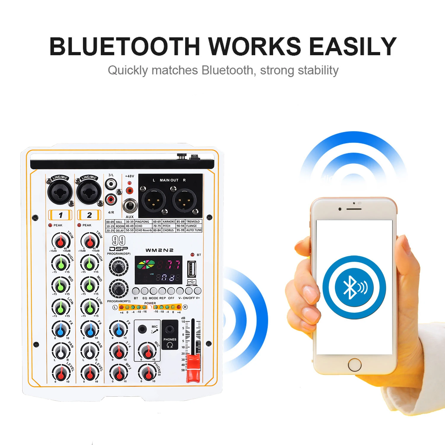 خلاط احترافي ، ميكروفون 4 قنوات ، هاتف محمول ، بث مباشر ، تسجيل كمبيوتر ، معدات صوت KTV المنزلية