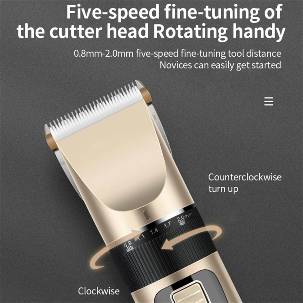 전문 전기 헤어 클리퍼, LED 디스플레이 포함, 5 단 미세 조정, 저소음, 세척 가능 헤드, 살롱 사용, 헤어 트리머