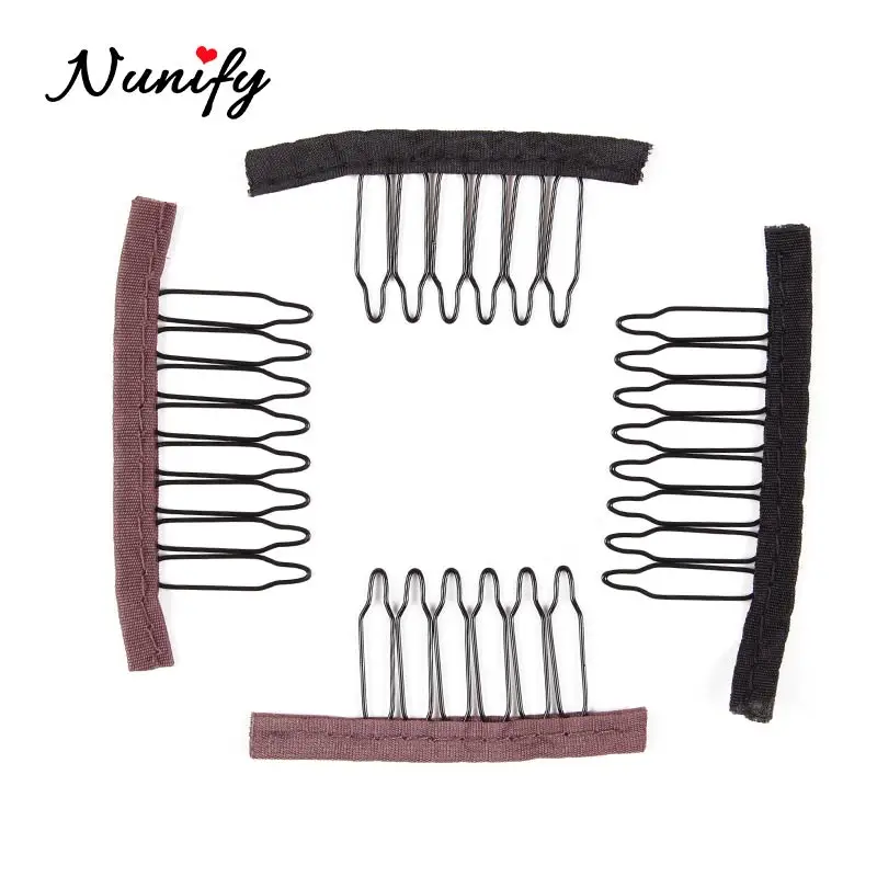 Nunify 6 8 Teeth Sewing Hair Wig Clips Tools Black Brown Clips For Hair Extensions Stainless Steel Wig For Wig Caps Cheap Clips