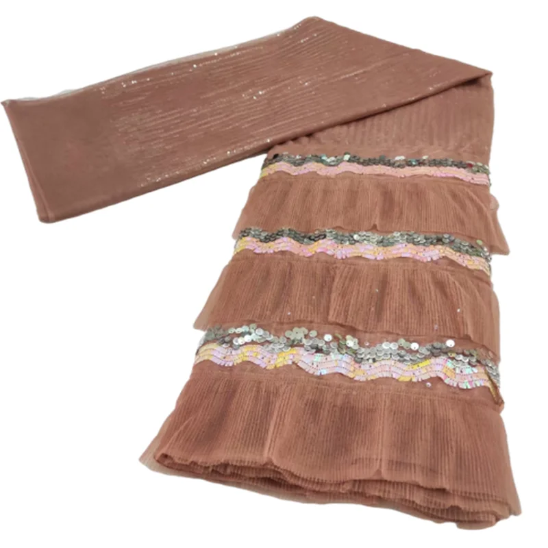 

2020 New African Lace Fabric Beautiful Design Organza Lace Fabric French Net Tulle Lace Fabric Nigerian Sequins Lace For Dress