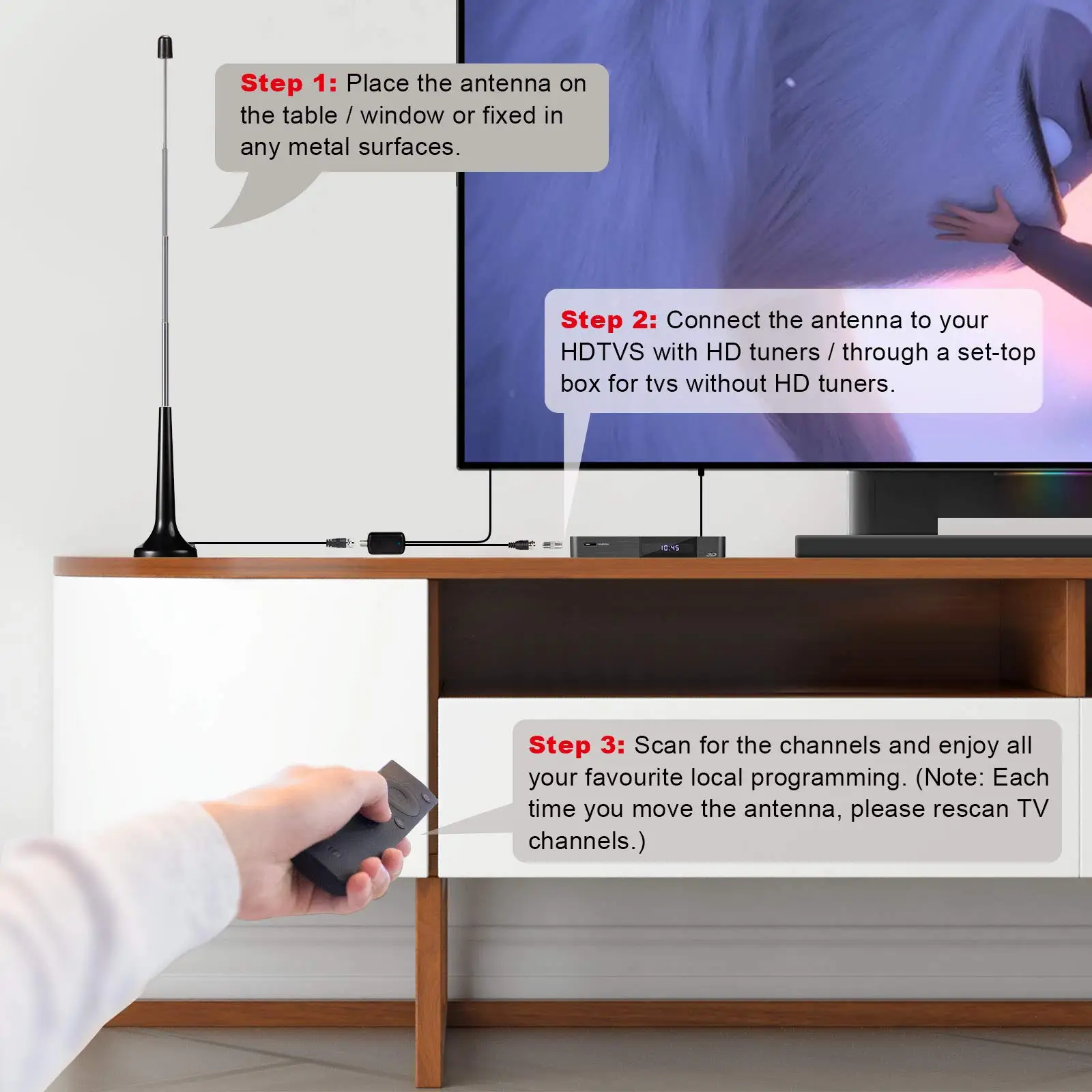 Hd Antena Amplificada Interna Da Tevê De Digitas 200ไมล์ Ultra Hdtv Com Amplificador Vhf/Uhf คำตอบจาก Rápida Ao ar Livre Inte