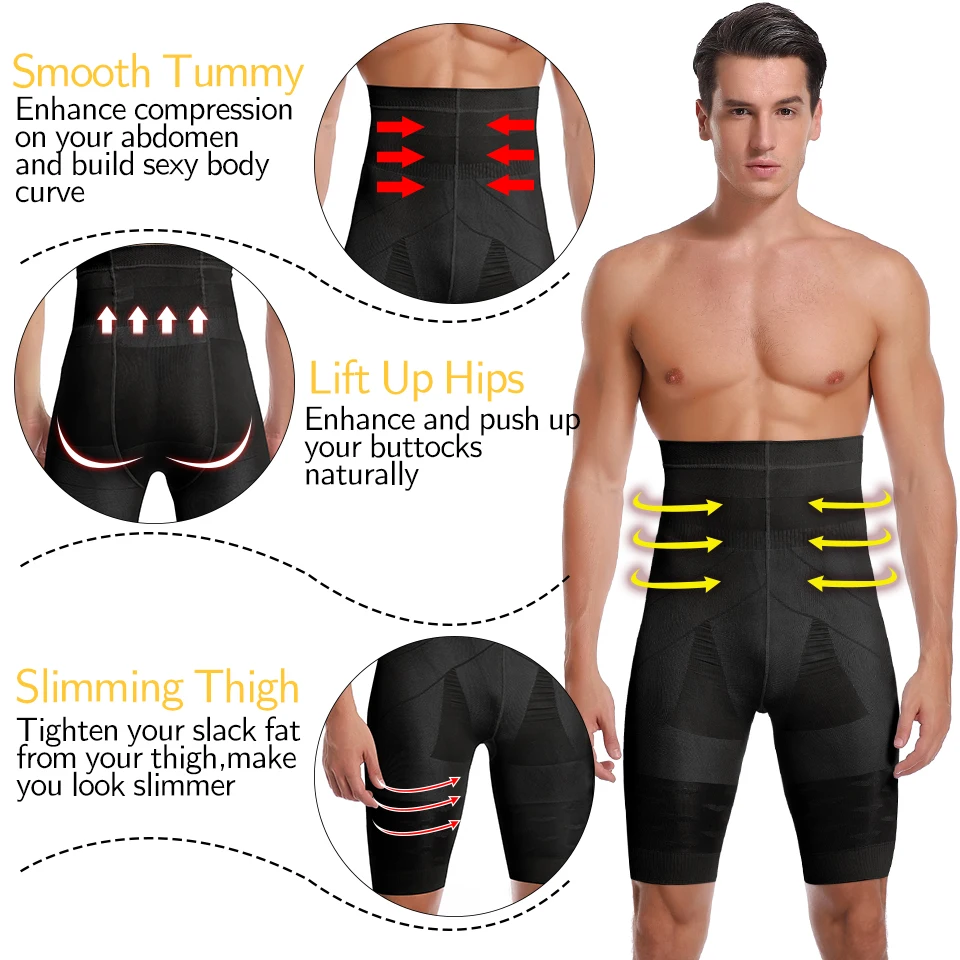 Men Body Shaper Tummy Control Shorts Shapewear Belly Girdle Boxer Briefs High Waist Slimming Underwear Leg Compression Panties