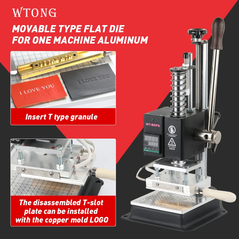 WT-90PS Serie Multifunktions Kleine Leder Heißfolienprägung Maschine Manuelle Wärme Drücken Schneiden Maschine Buchstaben Logo Kennzeichnung