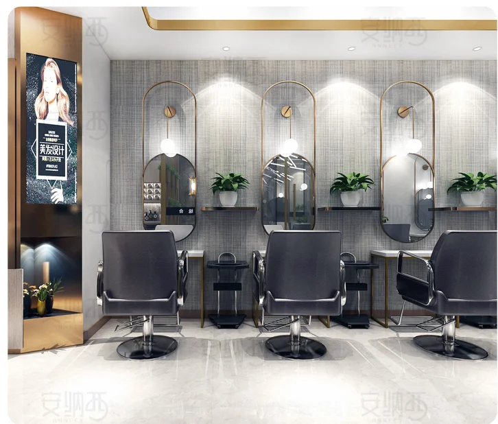 Light luxury net red hair salon mirror stage hair salon special barber shop single mirror beauty dressing table mirror with lamp