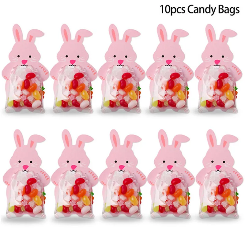 Happy Easter Party Decorations Rabbit Candy Bags Carrot Cone Cookie Bags Kids Party Favors Gift Bags Easter Decorations for Home