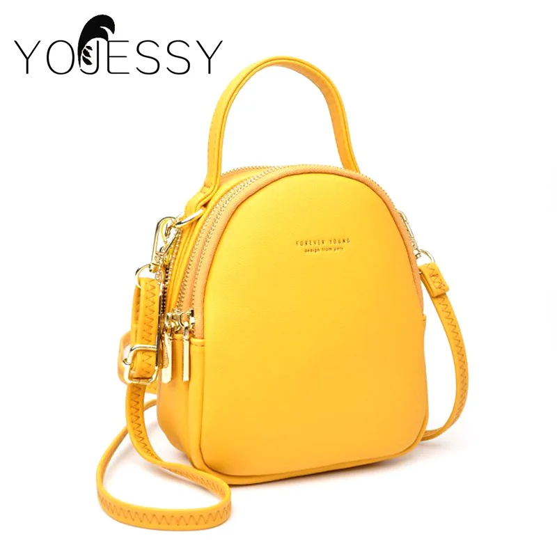 YOJESSY YELLOW Tote Bag PU Leather Crossbody Bags For Women Small Mini Handle Lady Shoulder Messenger Bag Handbags