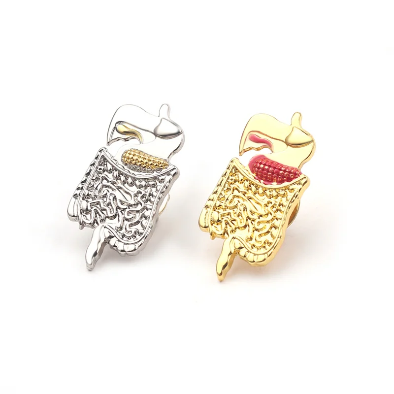 Bowels شكل بروش الذهب والفضة اللون المعدة دبوس المجوهرات الطبية للطبيب ممرضة علم الأحياء الطبية المتدرب هدية