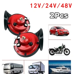 2PCS 300DB Train Horn for Trucks The Loudest Waterproof Loud Air Electric Snail Horn 12/24/48V Double Horn Sound