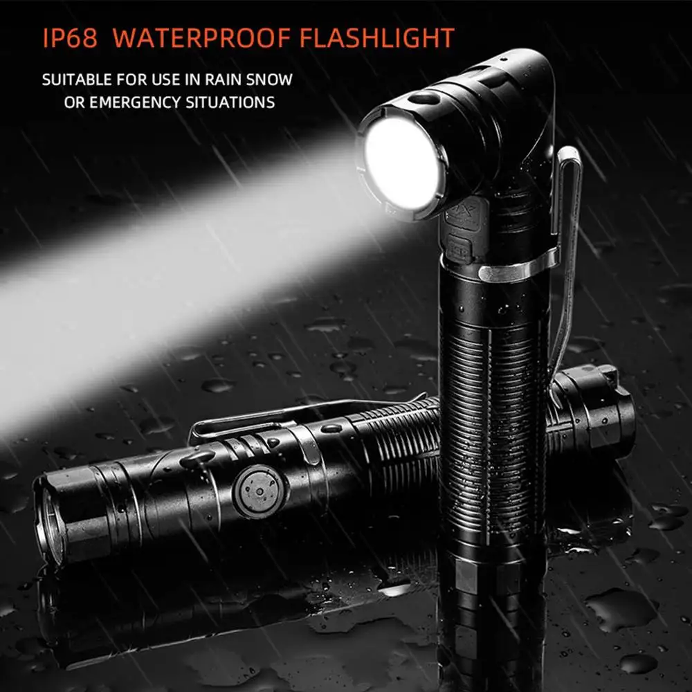 12W SST40 LED Tactical Flashlight 90 Degree Rotary USB Rechargeable Magnetic Torch Hunting Camping Fishing Hiking Lighting lamp