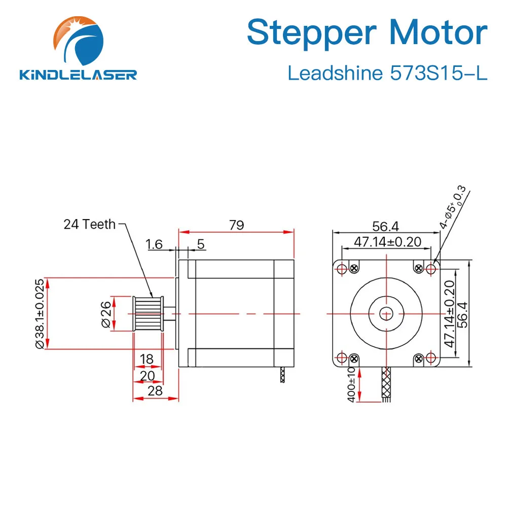 KINDLELASER Leadshine 3 Phase Stepper Motor 573S09-L 573S15-L For NEMA23 5.8A Length 79mm Shaft 8mm