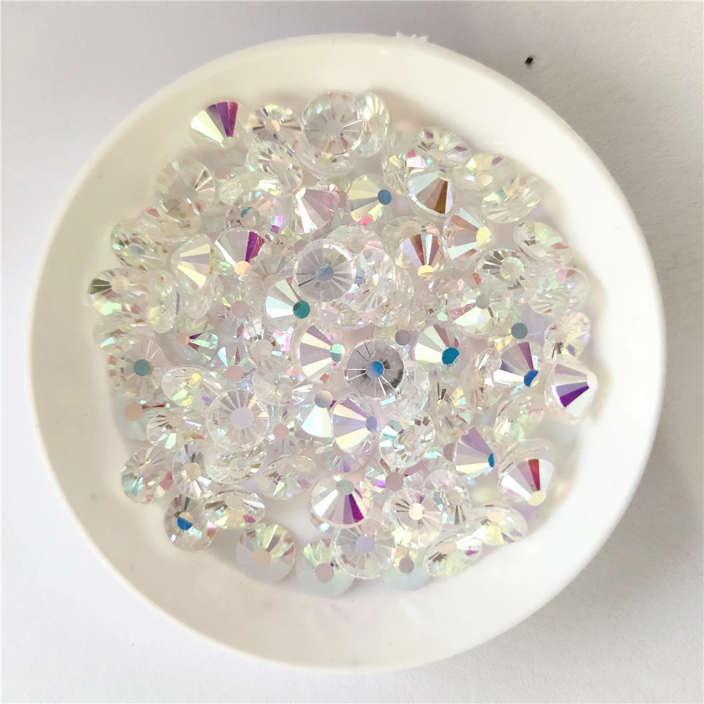 Crystal Clear AB Rhinestones Non HotFix FlatBack Strass glue on Fabric Garment Rhinestone Nail Art Stone Decoration