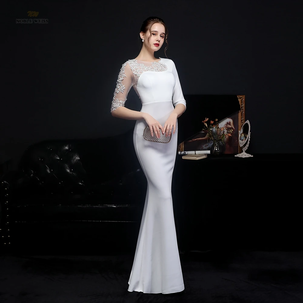 

Evening Dress O-Neck Floor-Length Evening Gowns for Women Beading Appliques Dresses Woman Party Night Mermaid Prom Dress