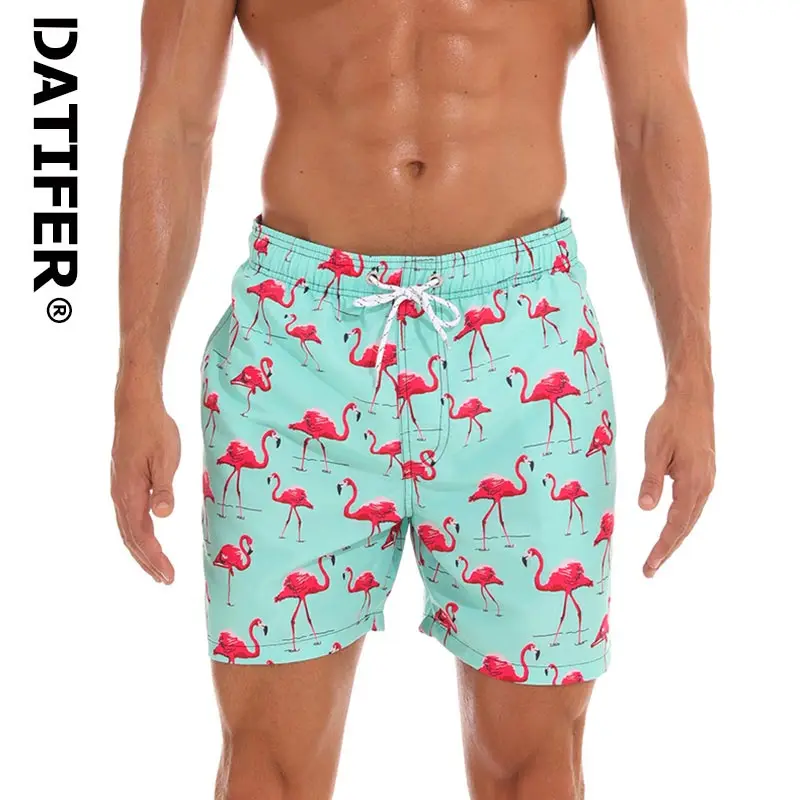 DATIFER Summer 2024 Mens Shorts Fashion Polyester Printing Maillot De Bain Homme Sport Plus Size Beach Gym Mesh Liner Swimwear