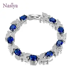 New Luxury Butterfly Bracelets For Women Aquamarine S925 Silver Charm bracelets Party Anniversary Gifts Fashion Jewelry