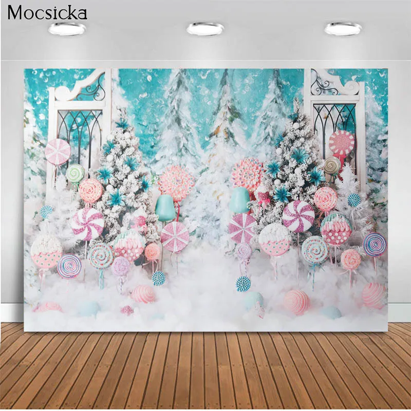 Mocsicka Baby Shower Background Lollipop Castle Decoration Style Newborn Baby Photo Background Photography Banner