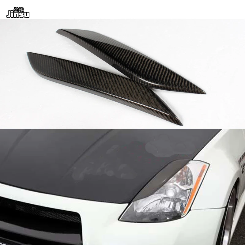 

Sport Carbon Fiber Headlights Eyebrows Eyelids Car Stickers For Nissan 350Z 2003 - 2006 Racing style Front Headlamp Eyebrows