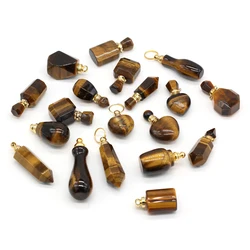 2021 New Style Hot Sale Natural Stone Perfume Bottle Pendant Irregular Tiger Eye Stone For Jewelry Making DIY Necklace Accessory