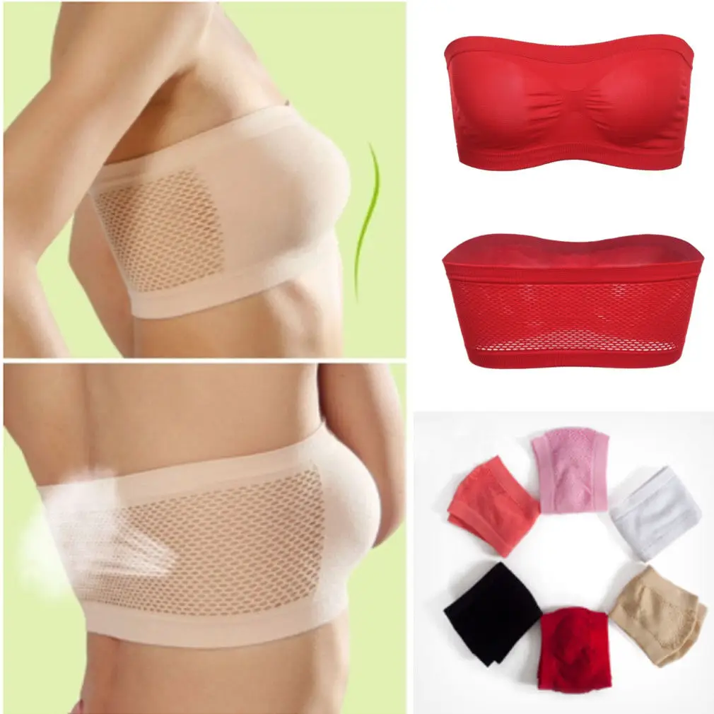 New Women Summer Solid Color Tube Top Seamless Strapless Bra Bandeau Comfortable And Breathable Tube Top Sports Bra No sponge