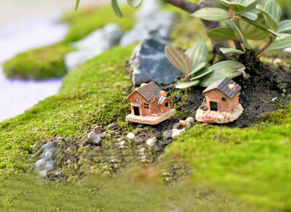 Mini Dollhouse Stone House Resin Decorations For Home Outdoor Gardening Diy Mini Handicraft Craft Micro Landscape Miniatures Toy