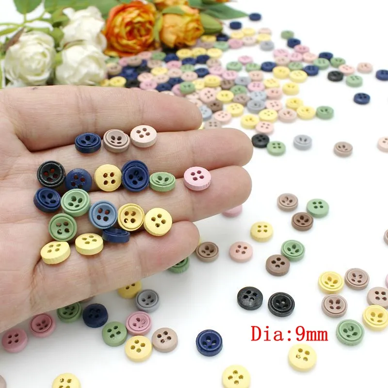 100 or 200pcs 8mm Mini Wooden Buttons for Crafts Sewing Accessories Clothing Supplies Home Decor 4 Holes