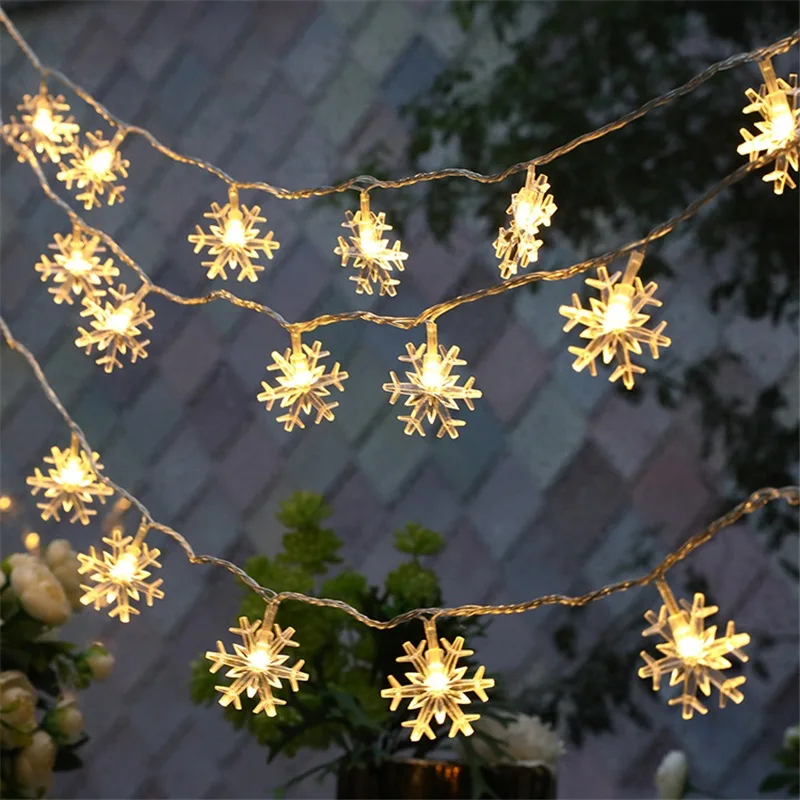 Snowflake LED String Light Battery Operated Christmas Holiday Lamp Twinkle Fairy Lights For Party Wedding Garlands Decoration