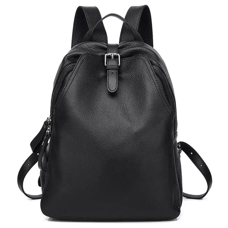 Simple Casual Leather Backpack Women Luxury Cowhide Lady Rusksack Brand Designer Travel Backpack Bag Girl School Backpack