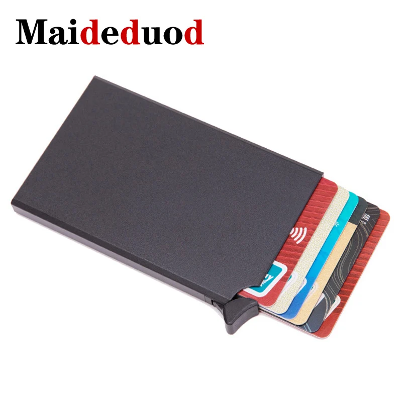 

Maideduod Smart Wallet Thin ID Card Case RFID Anti-theft Unisex Automatically Solid Metal Bank Credit Card Holder Business Mini