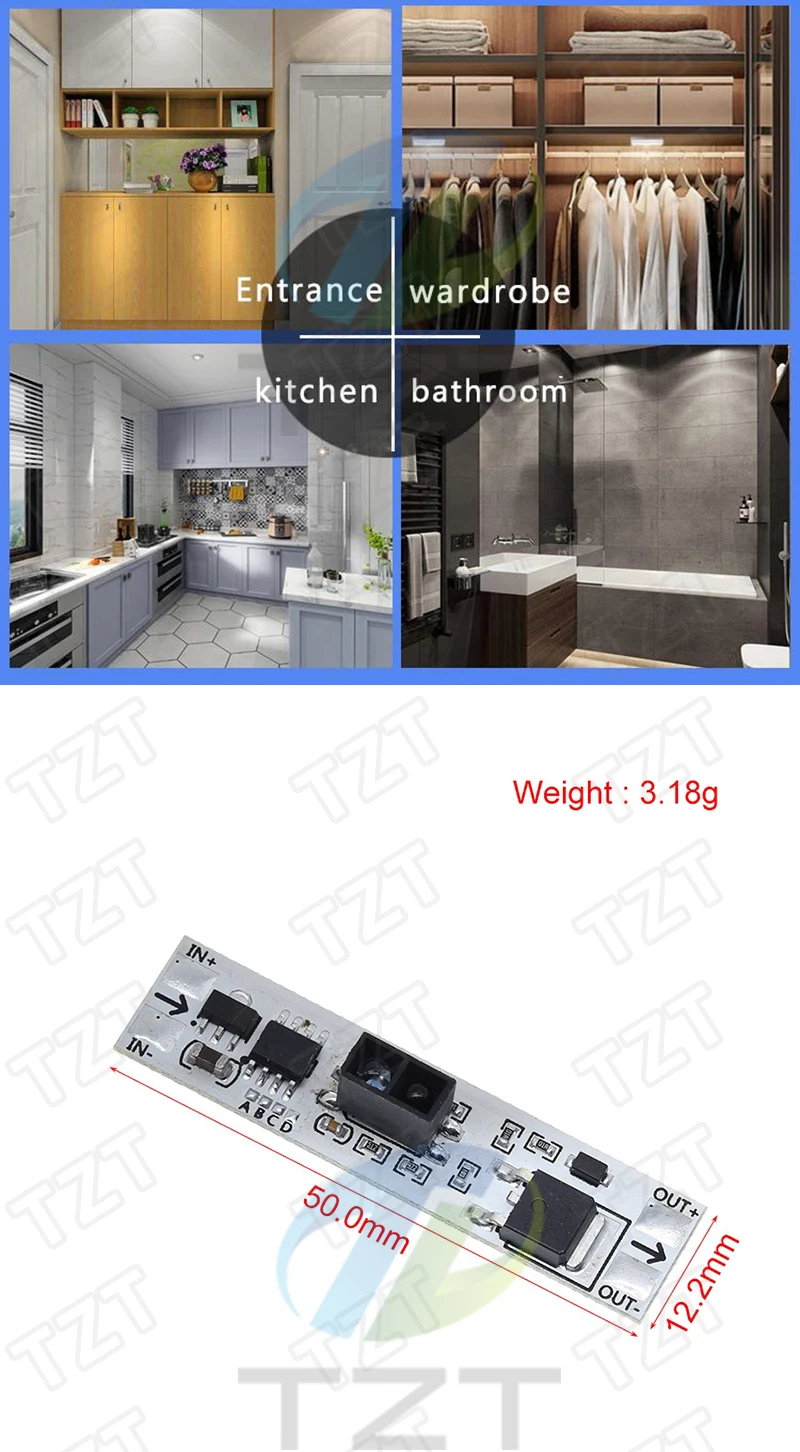 TZT Kurzstrecken-Scan-Sensor, kapazitiver Touch-Sensor-Schalter, PIR-Bewegungssensor-Schaltermodul, 3 A, konstante Spannung für Smart Home – Detail 10