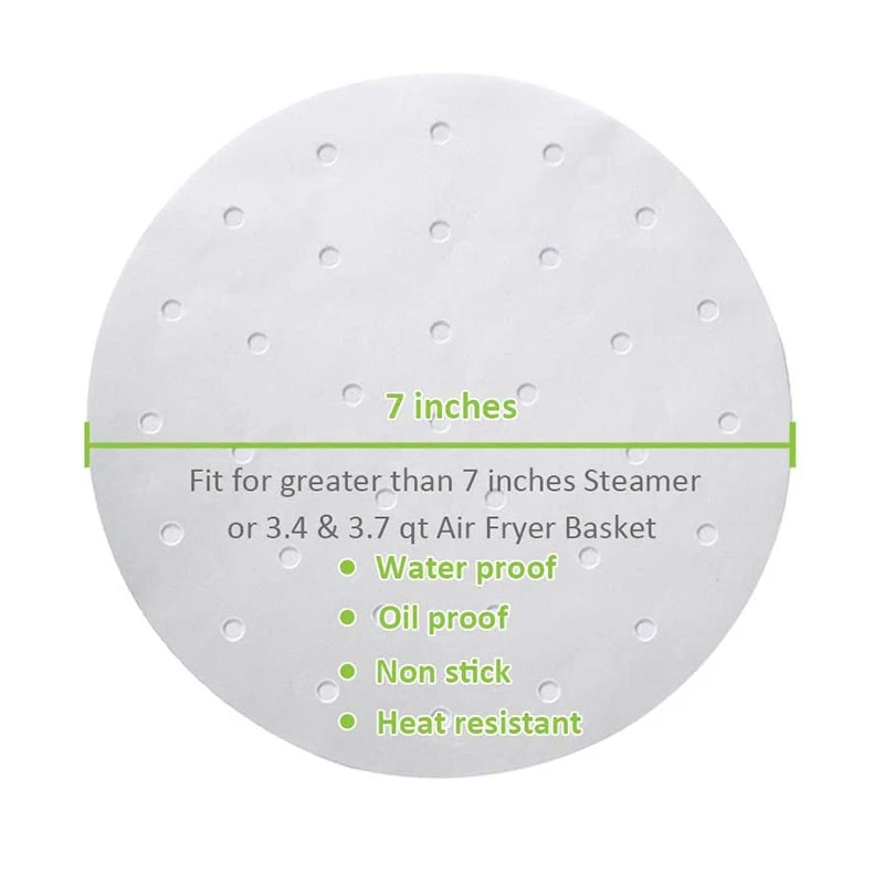 Nồi Chiên Không Dầu Air Fryer Lót-100 Tờ Đục Lỗ Vải Dù Giấy Vuông Tre Hấp Giấy Tương Thích Với, Trắng