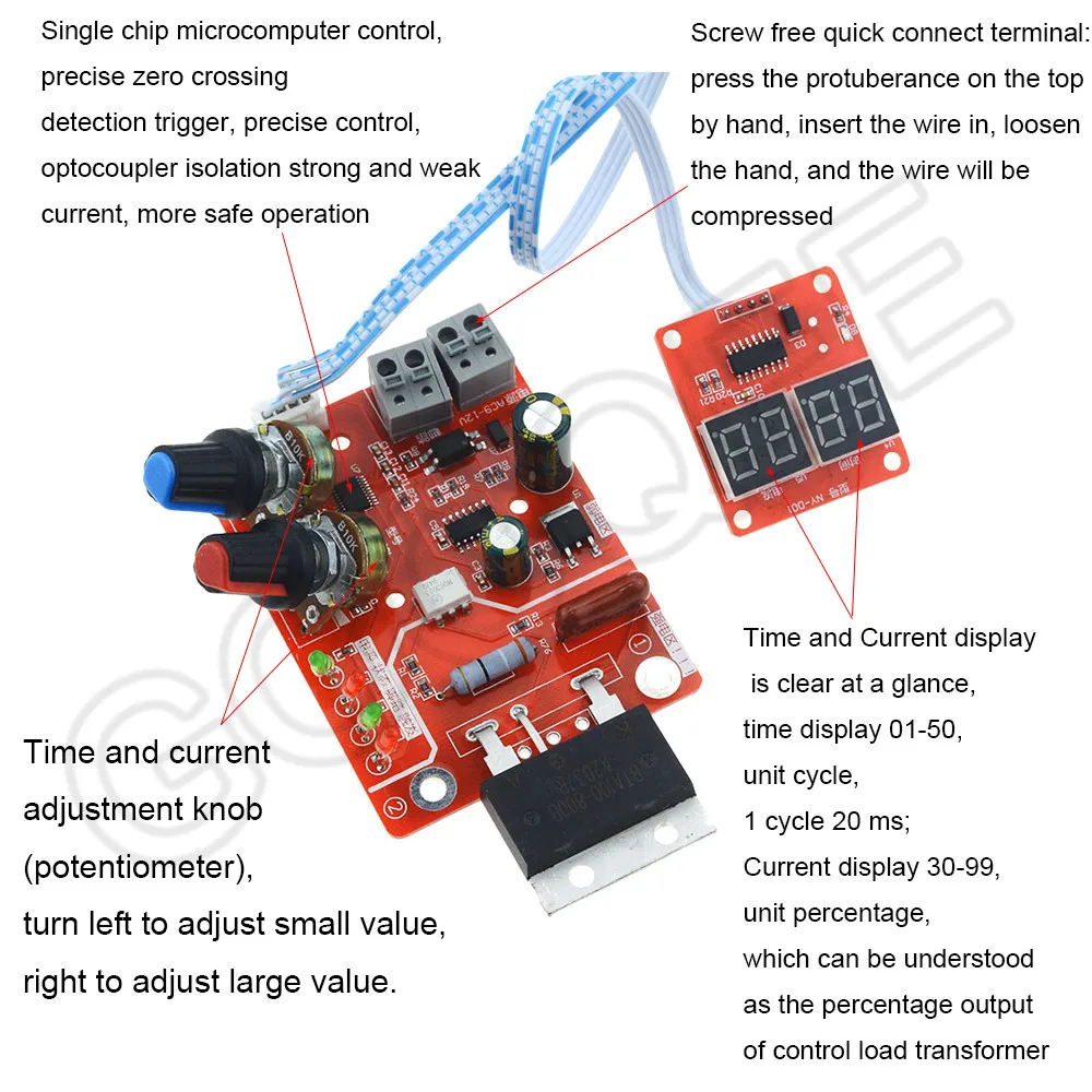 1Pcs 40A/100A Puntlassen Machine Control Board Lasser Ac 110V 220V Naar 9V Transformator controller Board Time Stroom