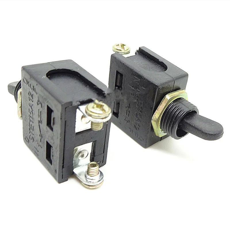 12mm toggle switch 2-pin 2-speed screw foot switch Black head flat handle switch STE115A12 plastic shaking head