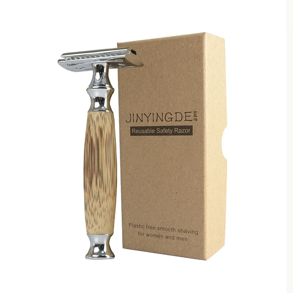 Eco-Friendly Bamboo Double Edge Razor Silver Rose Gold Safety Shaving Razor Classic For Women