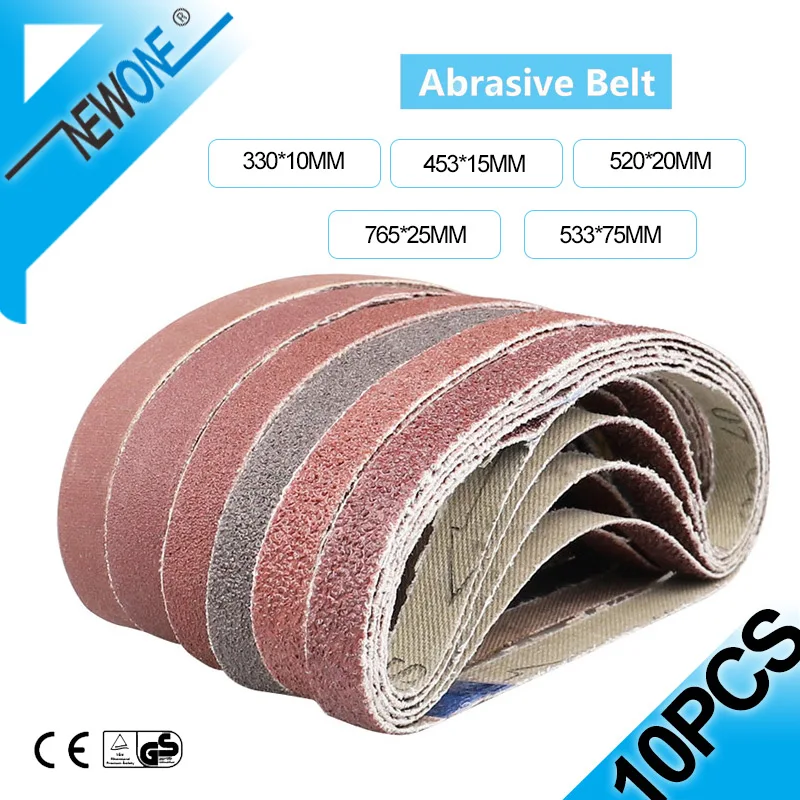 10PC Abrasive Sanding Belts 453*15 Sander Belt Sander Attachment Grinder Polisher Power Tool Accessory Wood Soft Metal Polishing