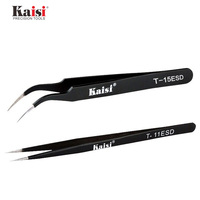 Kaisi T-11 T-15 ESD Anti-magnetic Stainless Steel Straight Tweezers Anti Static ESD Safe With Precision Fine Tip