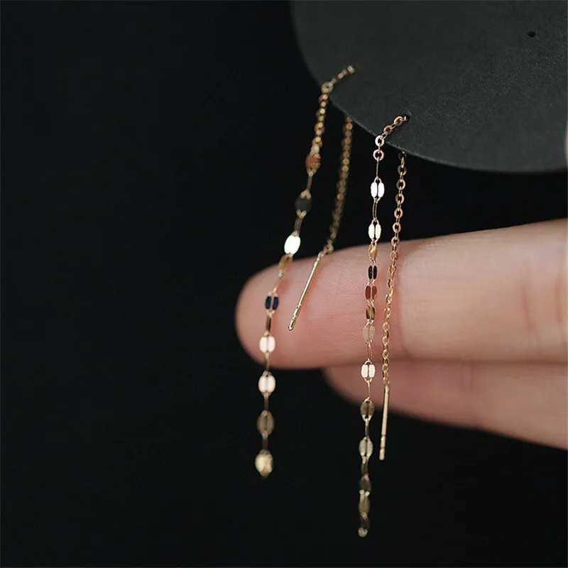 925 Sterling Silver Lips O Word Chain Tassel Stud Earrings Women 14k Gold Plating Earrings Summer Beach Party Jewelry