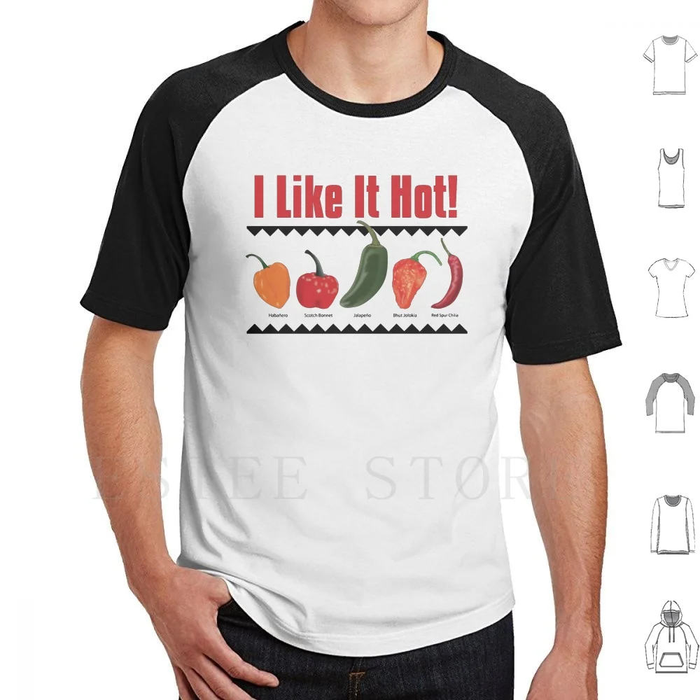 Camiseta de algodón I Like It para hombre, 6xl, Chile caliente, cabeza de Chile, pimientos, jalapeño, pimiento fantasma, Habanero, Chile tailandés, pimienta roja