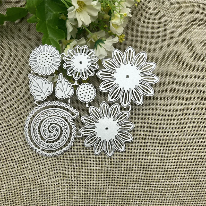 exquisite 3D sunflower Metal cutting dies  mold Round hole label tag Scrapbook paper craft knife mould blade punch stencils dies