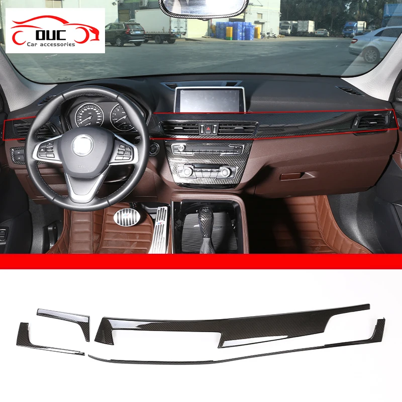 For BMW X1 F48 X2 F47 2016-2021 ABS Carbon Fiber Dashboard Trim Center Console Panel Molding Decorative Car Interior Styling