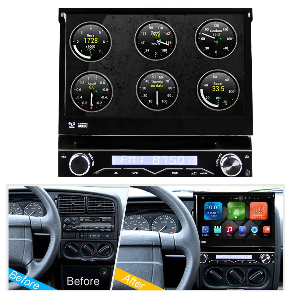 Eunavi 1 Din Android 13 Octe Core Car DVD Player For Universal GPS Navigation Stereo Radio WIFI MP3 Audio USB SWC 4GB 64GB