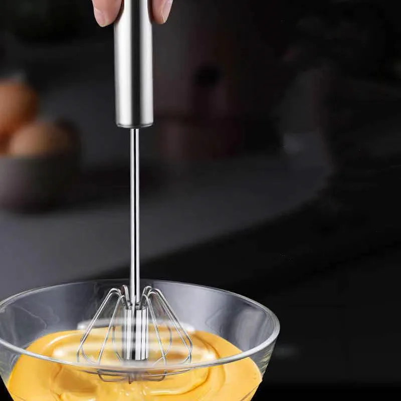 Household stainless steel semi-automatic eggbeater Press rotary hand eggbeater Egg cream hand-held whip tool