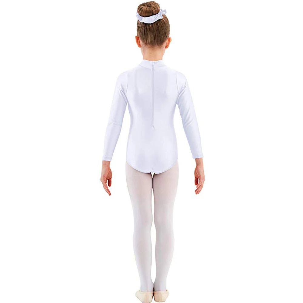 AOYLISEY Trẻ Em Cơ Bản Ba Lê Leotard Thun Tay Dài Cổ Tim Bé Gái Thể Dục Dụng Cụ Spandex Tập Đi Cho Bé Romper Áo Liền Quần Vũ Trang Phục