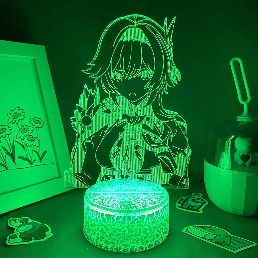 Genshin Impact Game Figure Eula 3D Night Light Led Lava Lamp Birthday Cool Gift For Friend Gaming Room Table Colorful Decor Xmas