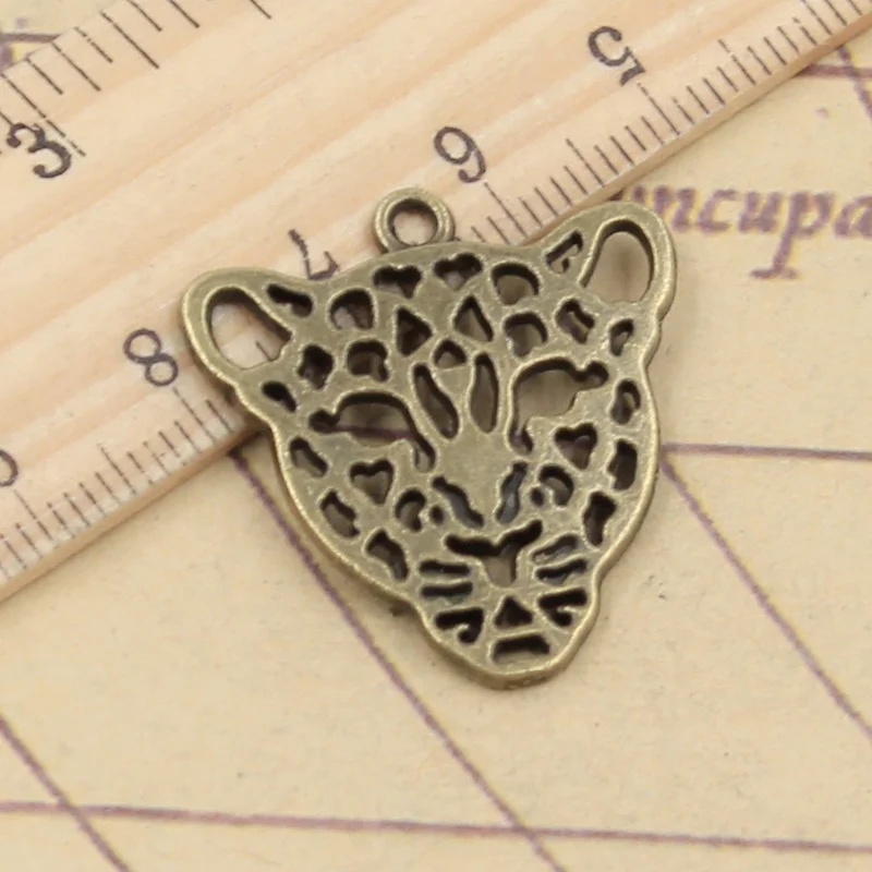 10pcs Charms Hollow Leopard Head 28x26mm Tibetan Bronze Silver Color Pendants Antique Jewelry Making DIY Handmade Craft Pendant