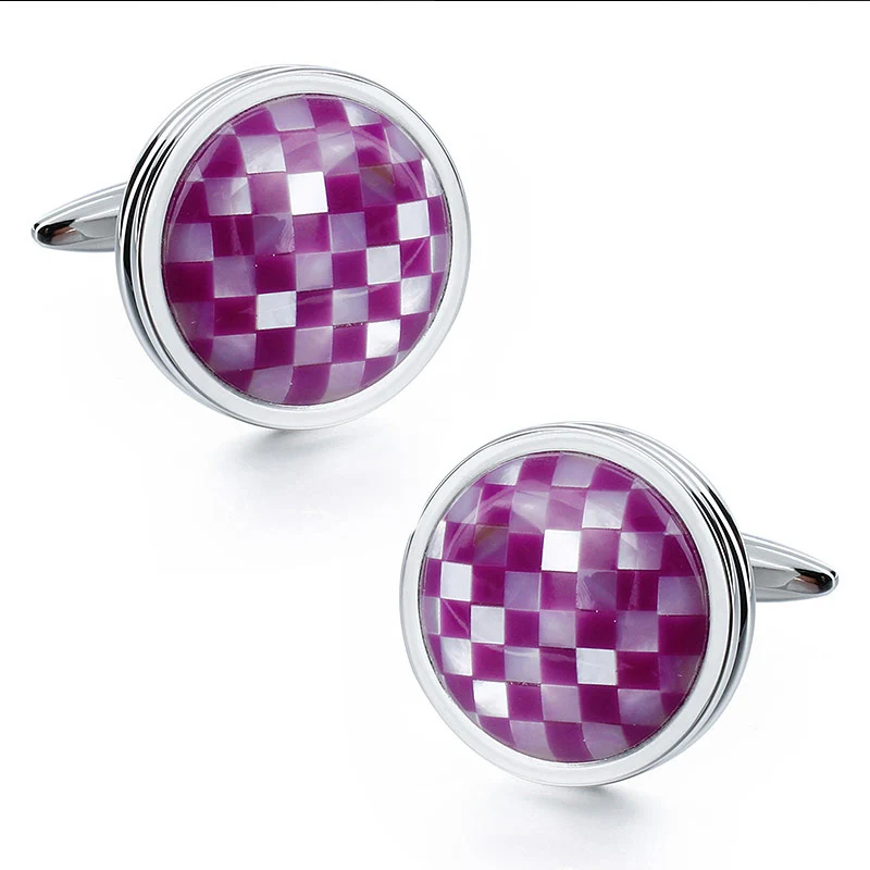 Cufflinks For Men with Gift Box, Rhodium Tone, Polished Mother of Pearl, Suit for Different Suits French Shirts Tuxedos HAWSON