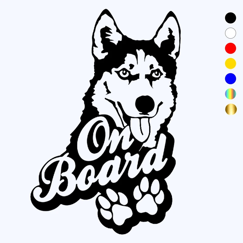 CK3137# Husky on Board Funny Car Sticker Vinyl Decal Waterproof Personality Decoration for Bumper Rear Window