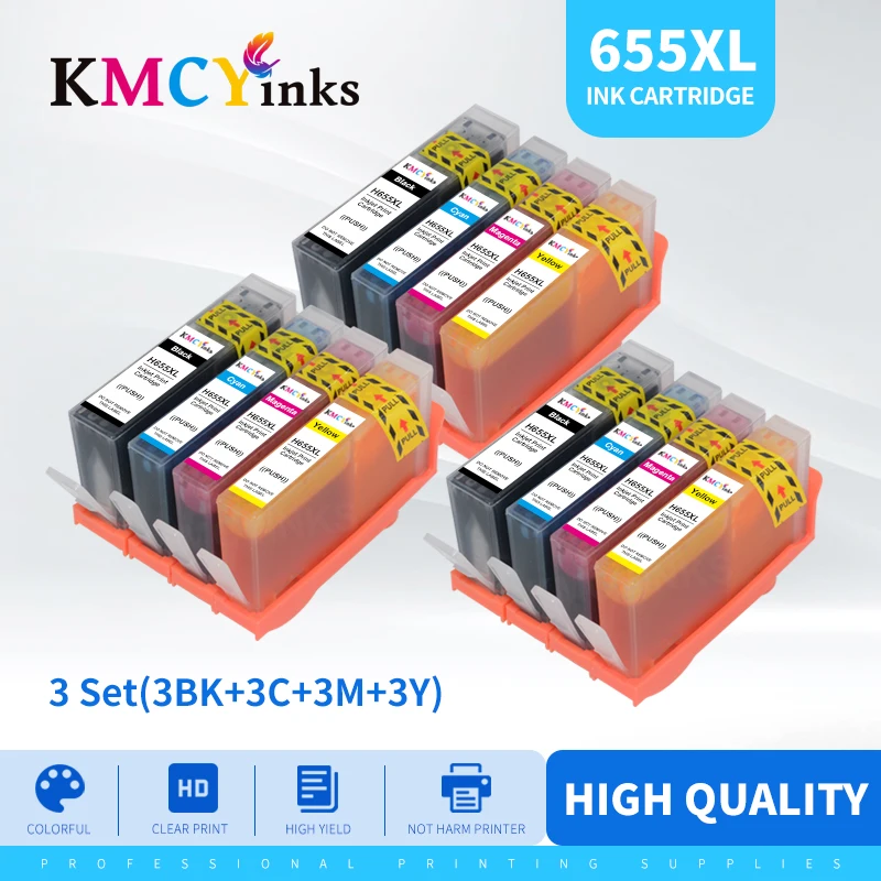 KMCYinks 5 Compatible for HP655 for hp 655 for hp655xl 655xl ink cartridge for HP Deskjet 3525 4615 4625 5525 6520c printer